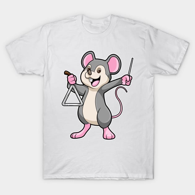 Rat at Music with Triangle T-Shirt by Markus Schnabel